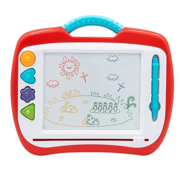 OFFCUP Ardoise Magique Enfant, Jouet Bebe 1-5 Ans Planche à Dessin Magnétique à 4 Couleurs avec Stylo et 3 Tampons, Tableau Magnétique Effaçable Jouet Éducatif pour Filles Garçons, Éléphant Rose