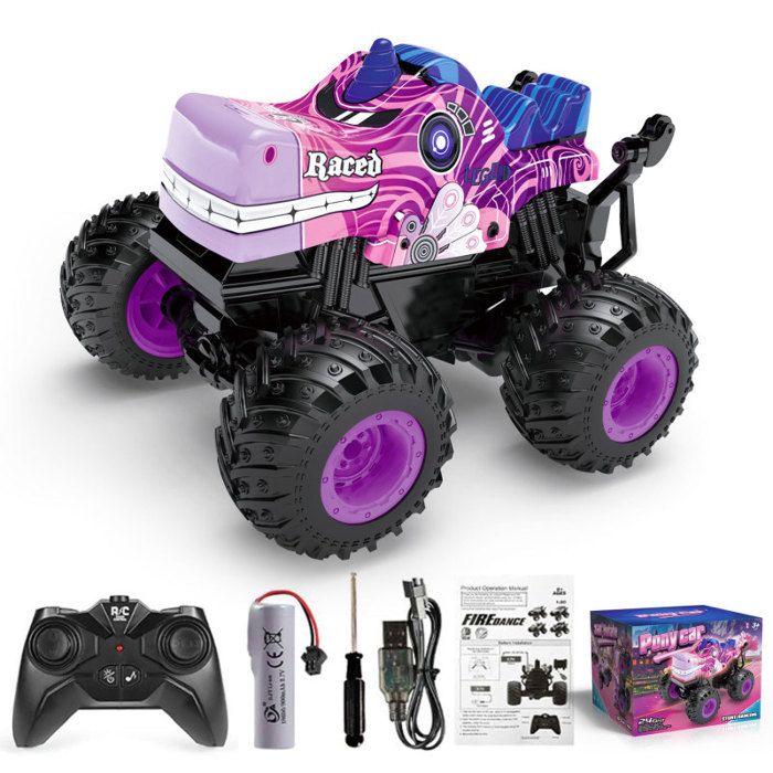 Voiture Télécommandée Fille 2.4GHz 1:20 Monster Truck 360°Rotation Cadeau pour Enfants de 4 5 6 8 Ans