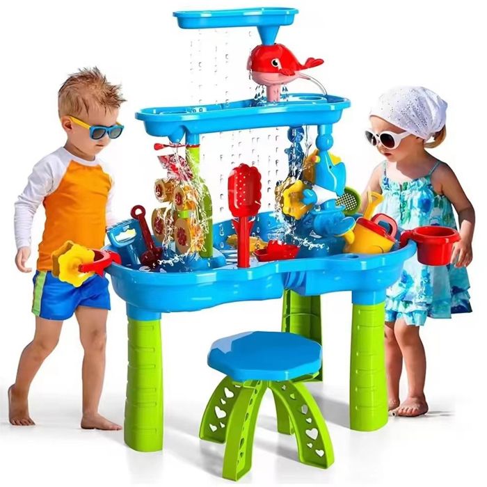Table d'eau pour Ensemble de de pêche | Table de 4-en-1 pour avec pompe et eau courante pour garçons et filles de 4 à 8 ans, extérieur piscine