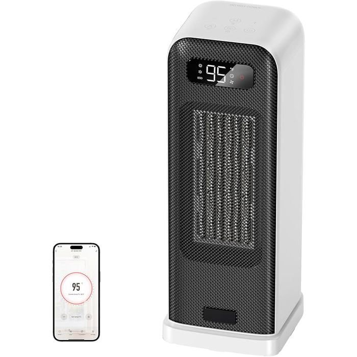 Chauffage D'appoint électrique Céramique PTC, Silencieux Avec Minuterie Et Protection Surchauffe Ideal Pour Bureau Et Maison Interieur 99360797