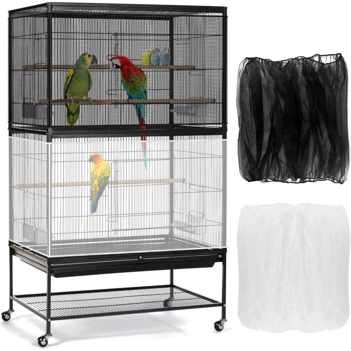 Comparer les prix de Protège-cage pour oiseaux - 40x150-220cm ajustable - Filet anti-projection - Noir et blanc