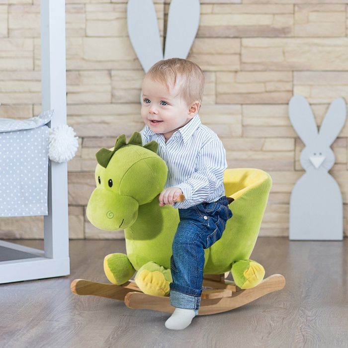 Depesche- Dinosaurier 12653 Dino World Fourrure Verte et Yeux Scintillants, Dinosaure en Peluche d'environ 50 cm, Noir