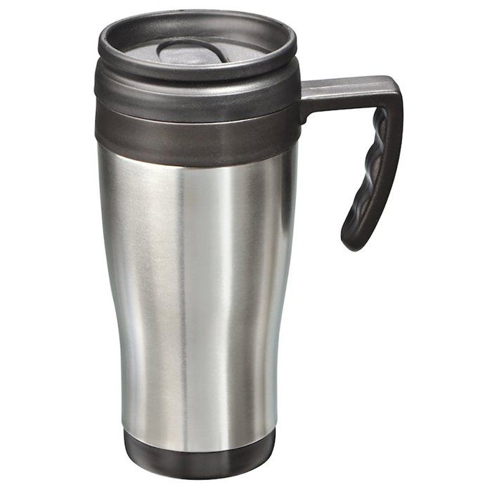 Gobelet isotherme en acier inoxydable - MATO - 04 l - Argent/Noir - Étanche - Isolée - Sans BPA - Réutilisable - Ronde