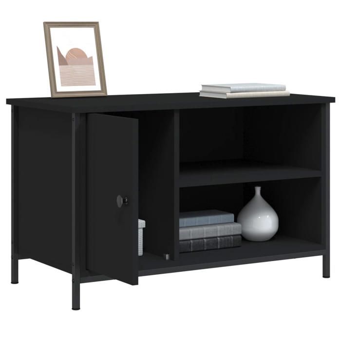 SALE Janvier MODERNE Cabinet TV - MGH - MEUBLE TV/HIFI - Avec rangement - Noir 80x40x50 cm - Bois dingénierie TT1406