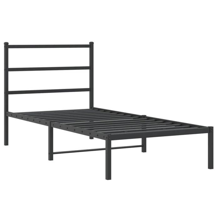 Remise 2026Lit 1 places Noir - 90x190 cm - LEMON® - Cadre de lit métal - sans matelas - avec tête de lit noir 90x190 cm 3330533