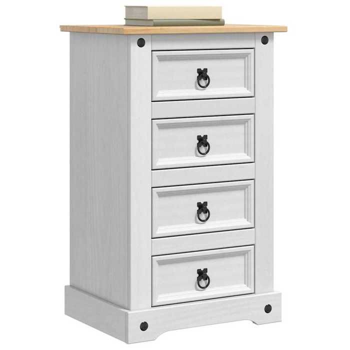 Table de lit - Blanc - Armoire de chevet - 1 PC - avec tiroir Blanc 53x39x84 cm Pin massif T3371