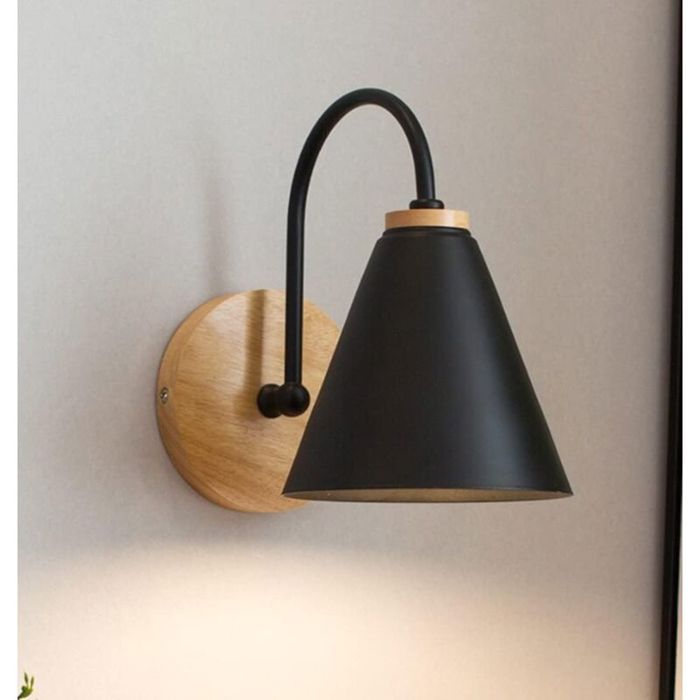Appliques murales bois noires - Nosheir - Lampe lecture moderne douille E27 - Vintage art déco