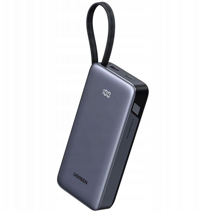Ugreen - 55988B - PB536 20.000mAh 45W Powerbank 1x USB-A 1x USB-C 1x integrierters USB-C Kabel LED Airline approved grau ()