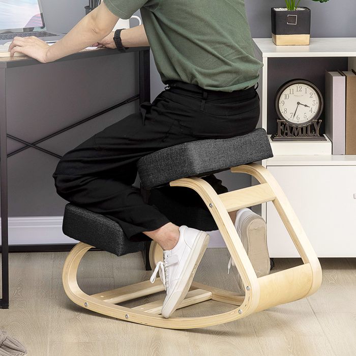 Chaise ergonomique à genoux - Modèle standard - Bois de bouleau - Assise rembourrée - Charge 120 kg