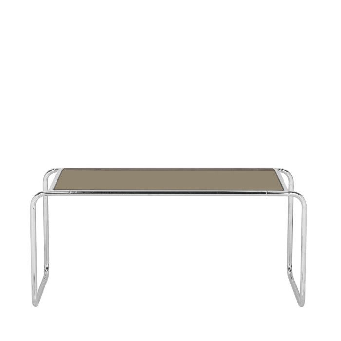 Rika - Table basse en verre pieds chrome L80cm - Verre fumé Rika - Table basse en verre pieds chrome L80cm - Verre fumé