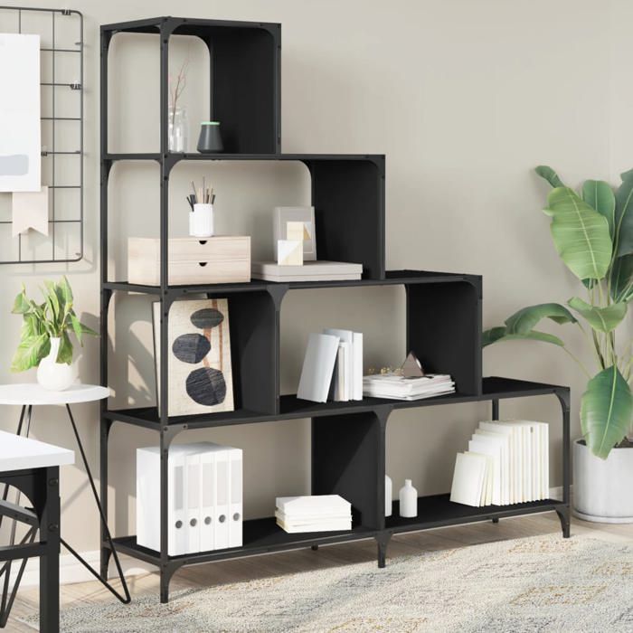 Étagère pour livres - Noir - Bibliothèque moderne - à 4 niveaux - noir 139x33 5x149 cm - bois dingénierie B2642