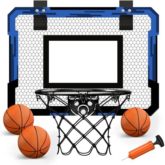 Mini panier de basket intérieur pliable pour porte - 3 ballons inclus - acier robuste sans perçage avec mousse antichoc