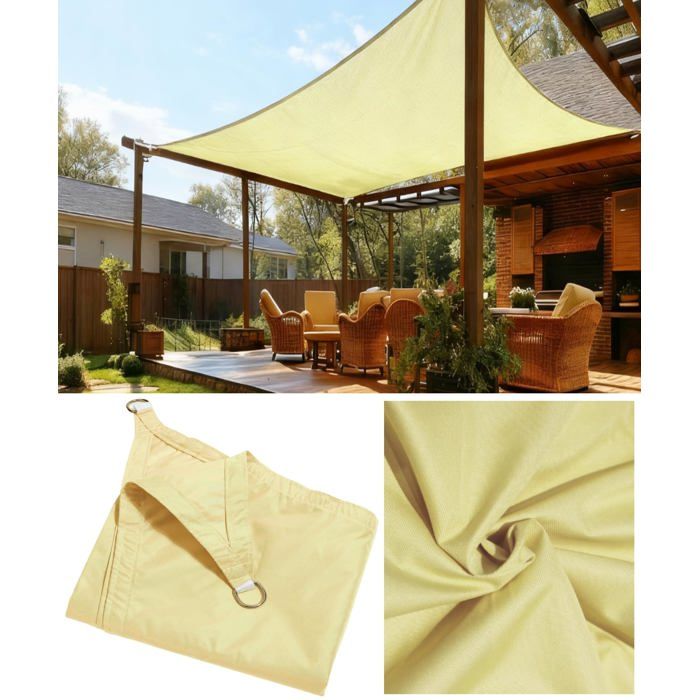 Voile d’ombrage 2 m x 3 m – Rectangulaire étanche en Polyester PES – 98% de Protection UV – Auvent de terrasse/Jardin extérieur –