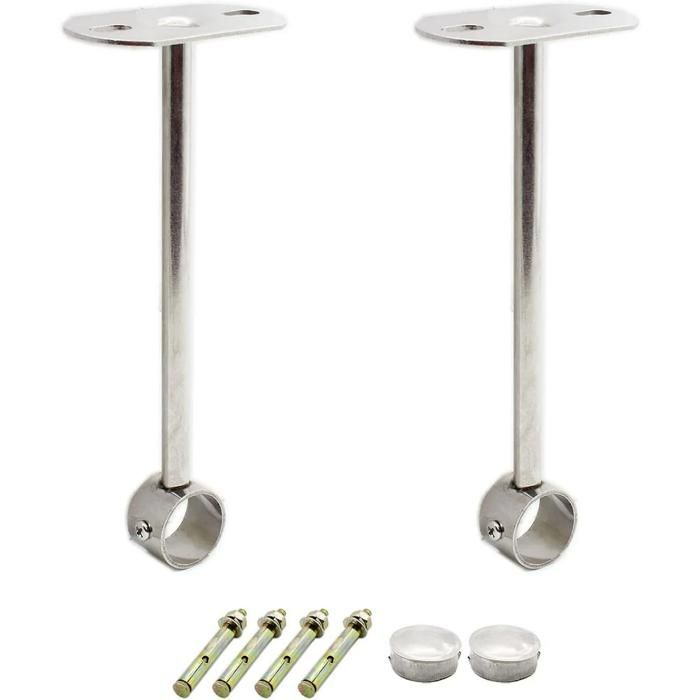 2 Supports de Tringle au Plafond en Acier Inoxydable 25 mm x 250 mm pour Rideau et Penderie