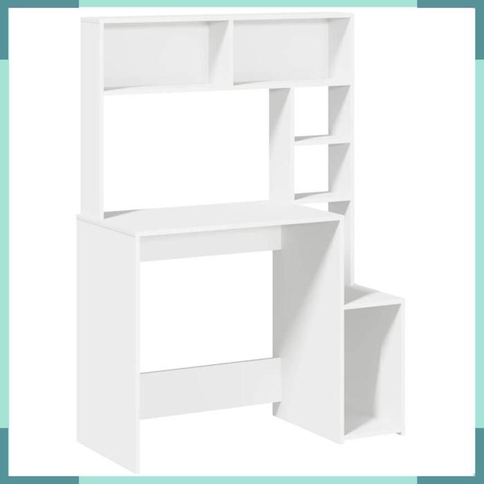 FHE Bureau avec étagères - Bois dingénierie - Rangement - Chambre - Blanc - 100x45x140 cm