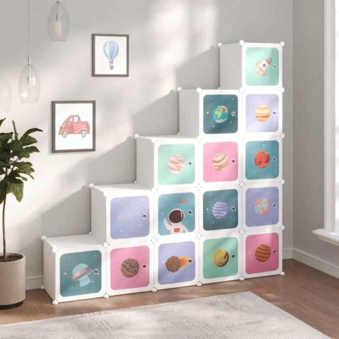 Armoire de rangement - ALOMEJOR - ALO7066689780018 - 15 cubes - Blanc - Enfant