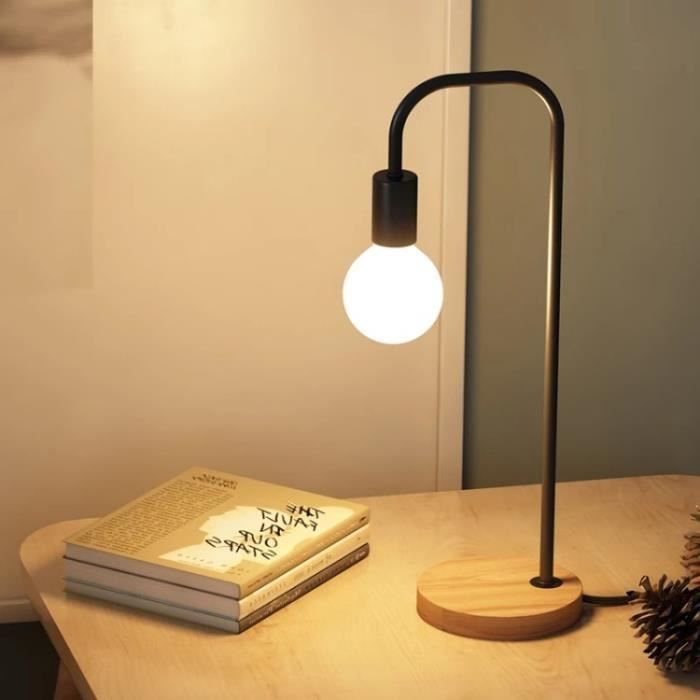 Lampe de Table LED, Lampe de Chevet Design Rétro Lampe de Lecture, E27 Noir,  pour Éclairage du Bureau et de la Chambre - Cdiscount Maison