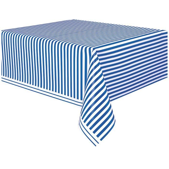 Bleu Marine Bleu Blanc Carreaux À Rayures PVC/Vinyle/Huile Plastique Table Nappe Protecteur