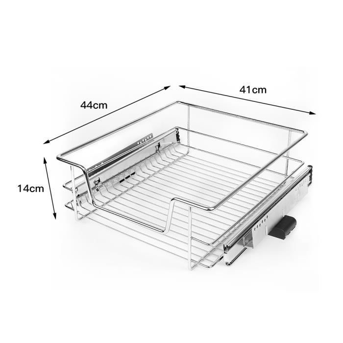 Lot De 2 Rails Coulissants Pour Panier D'armoire - Télescopiques, Silencieux - Installation Sans Perçage - Rangement Cuisine/chambre