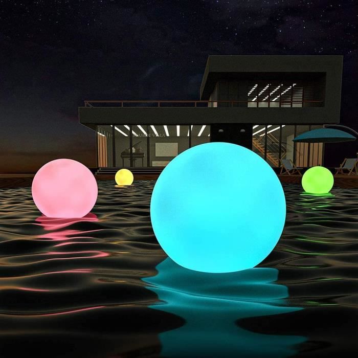 Domybest Lampe Flottante Piscine Solaire 34cm Lumière de Piscine Flottante 16 Couleurs RGB Boule Lumineuse Piscine Lampe de Nui A25