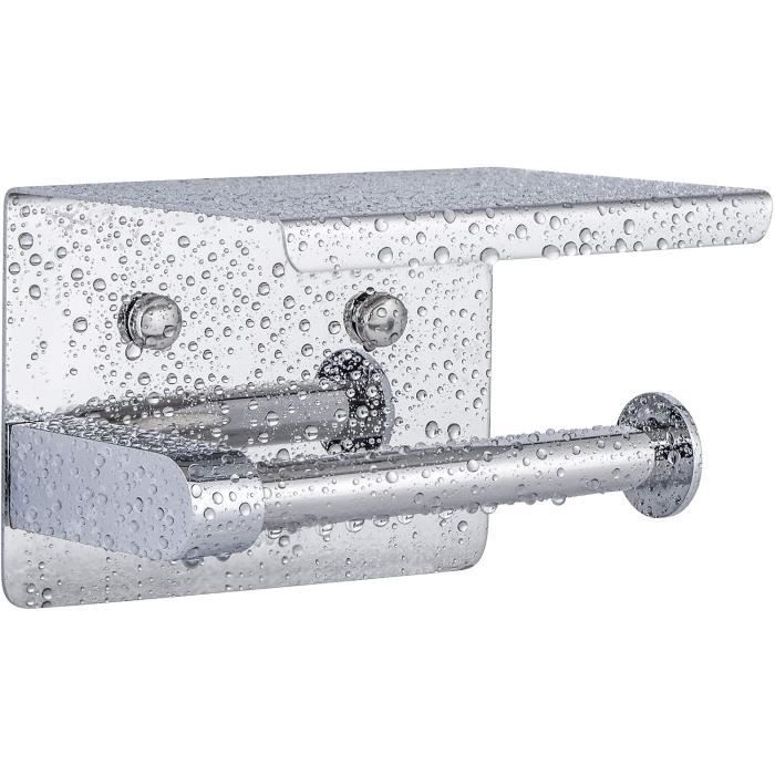 Porte Papier Toilette Auto-adhésif HITSLAM - Acier Poli Argent - Sans Perçage Pour Salle De Bain