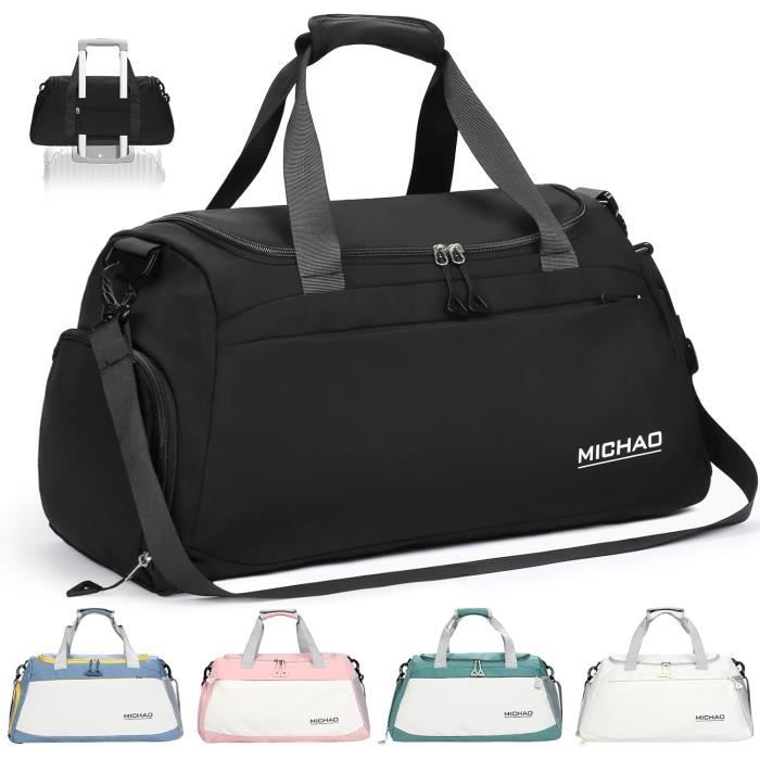 Sac De Sport 35L Sac De Voyage Sac Voyage avec Compartiment a Chaussures Et Poches Humides Impermeables Sacs De Sport Noir