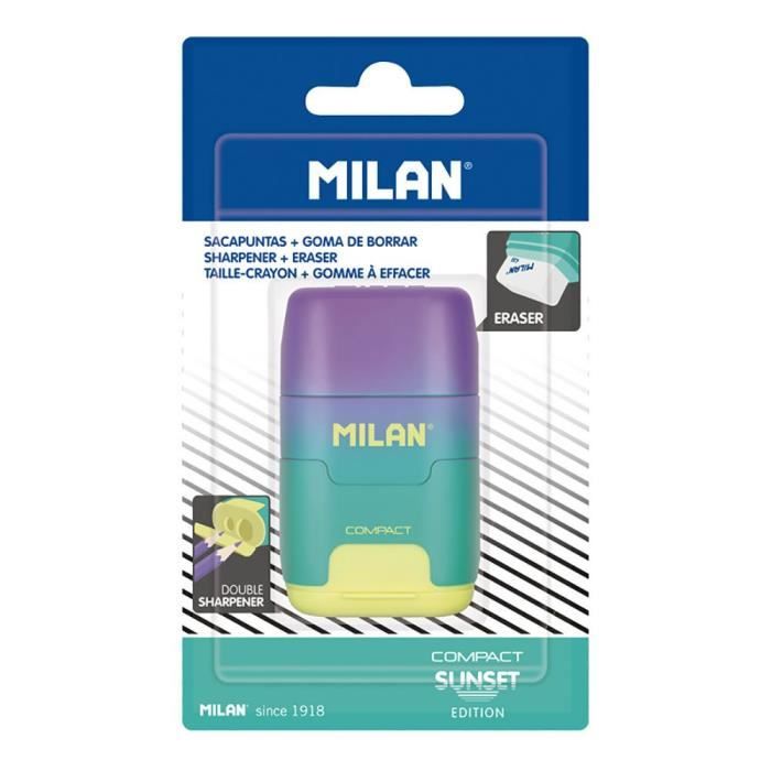 MILAN - Taille-crayons gomme Compact Sunset turquoise - jaune