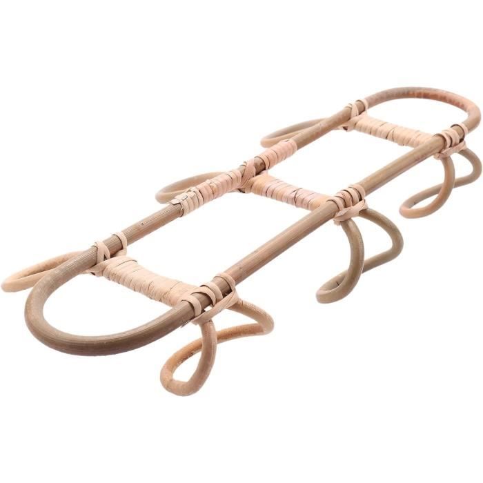 Lot De 4 Cintres En Rotin Naturel - Pour Vêtements Adultes, Design épuré | Dimensions ~21 X 39 Cm | Rangement Armoire, Séchage, Décoration - 5