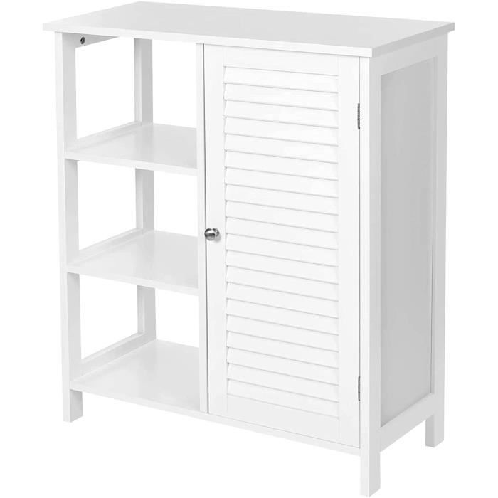 HOMCOM Meuble De Salle De Bain Avec 2 Placards Et Compartiments Ouverts - Finition Bois Naturel 80x35x70 Cm - Rangement Et Style - 6