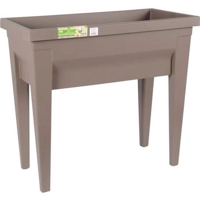 EDA Espace potager VEG&Table CITY Gris anthracite Avec zone de rétention d'eau - pieds avec tampons amovibles pour évacuation trop plein Dim 76 x 38,5 x 68 cm Volume 57 L - vue 2