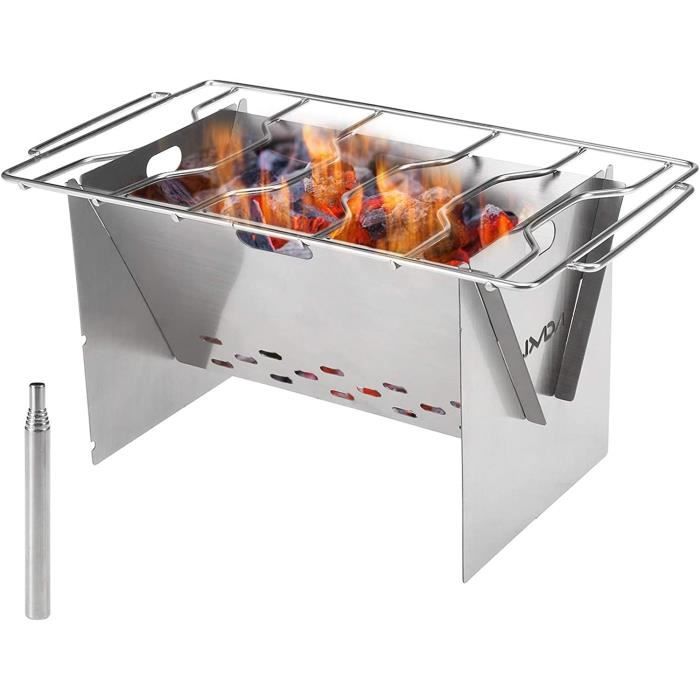 Barbecue Mini Grill Plissé Poêle en acier inoxydable BBQ Grill □ Petite cuisinière portable pour randonnée Camping Survie Barbecue au charbon de bois
