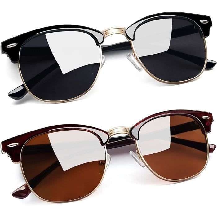 LINVO Lunettes De Soleil Polarisées Rétro Classiques – Homme Femme, Protection UV400, Style Demi-Cercle Conduite