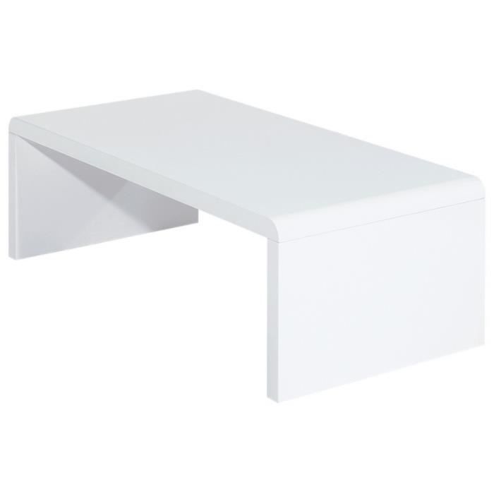 Table Basse Blanche Rectangle Panneaux Epais Achat Vente Table