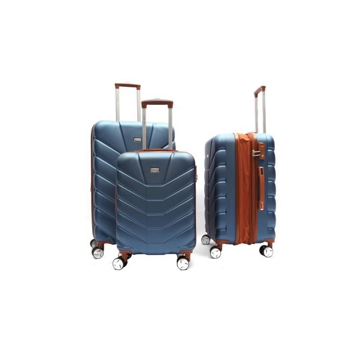 Jeu de valises souples - vidaXL - 3 pcs - Bleu marine - Imperméable - Nylon