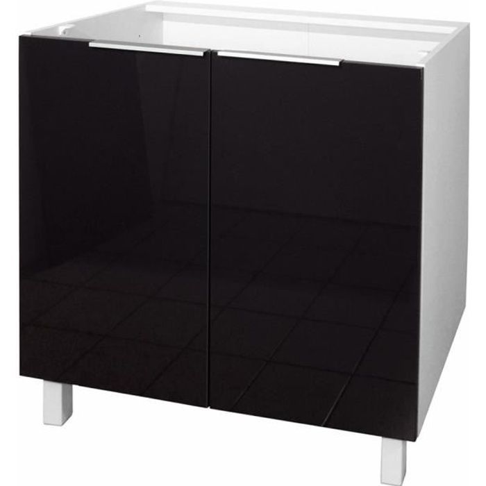 meuble bas de cuisine - pop - l 80 cm - noir - haute brillance - fabrication française