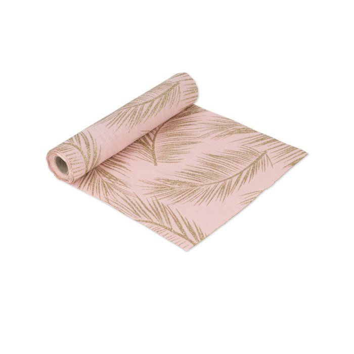 Chemin De Table Lin Fougere Rose Et Or 28 Cm Achat Vente