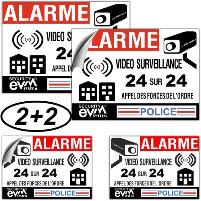 Sticker Vidéo-Surveillance Propriété Autocollant (Lot de 4 Stickers