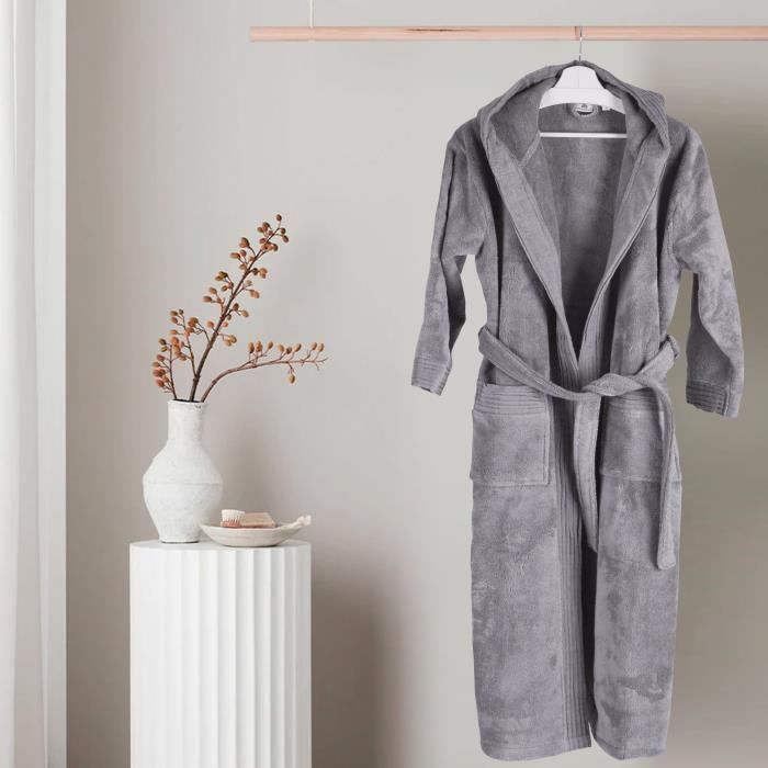 Peignoir de Luxe Haut de Gamme 100 Micro Coton Bio 600 g m Taille M Gris