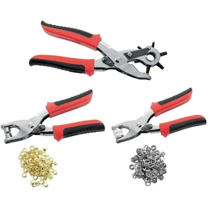 Kit De Pinces Pour Oeillets Et Boutons Pression - 3 Pinces + Accessoires, Neuf, Marque Générique