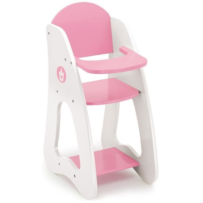 Chaise haute poupon en bois rose blanc 53 cm - Jouet fille