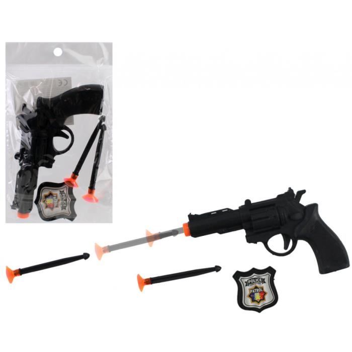 Pistolet à Flèches + 2 Fléchettes Ventouse + Badge Police Jouet pour Enfant  Jeu