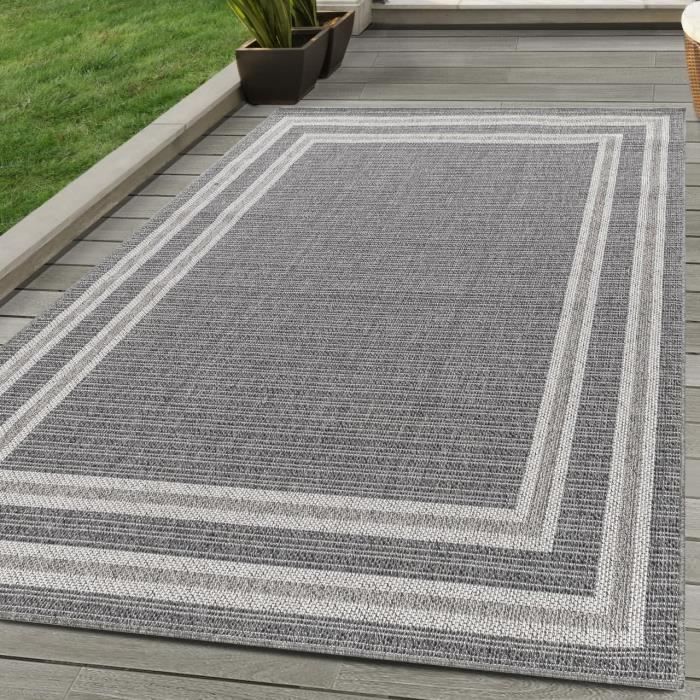 Tapis D'extérieur Terrasse Imperméable Hiseng 120x180cm - Réversible, Pliable, Résistant Aux UV - Avec Sac Et Piquets - 8
