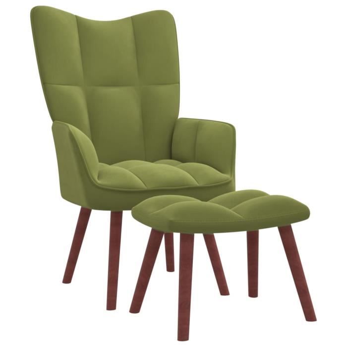 style fr chaise - contemporain - fauteuil de relaxation avec repose-pied vert clair velours®jgrzho®