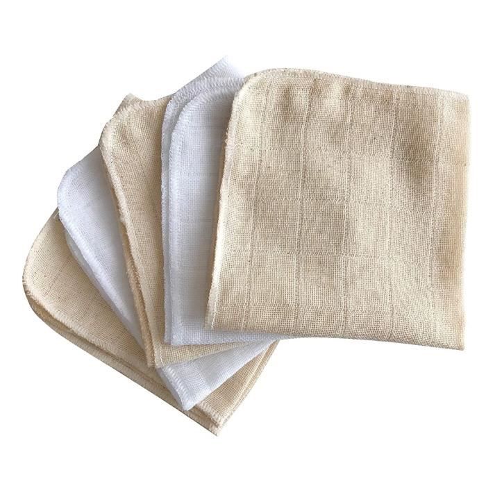 Babymajawelt® Débarbouillette 25x25 Premium, coton, ensemble de 5,  serviettes, gants de toilette pour les soins de bébé (crème-bl - Cdiscount  Puériculture & Eveil bébé