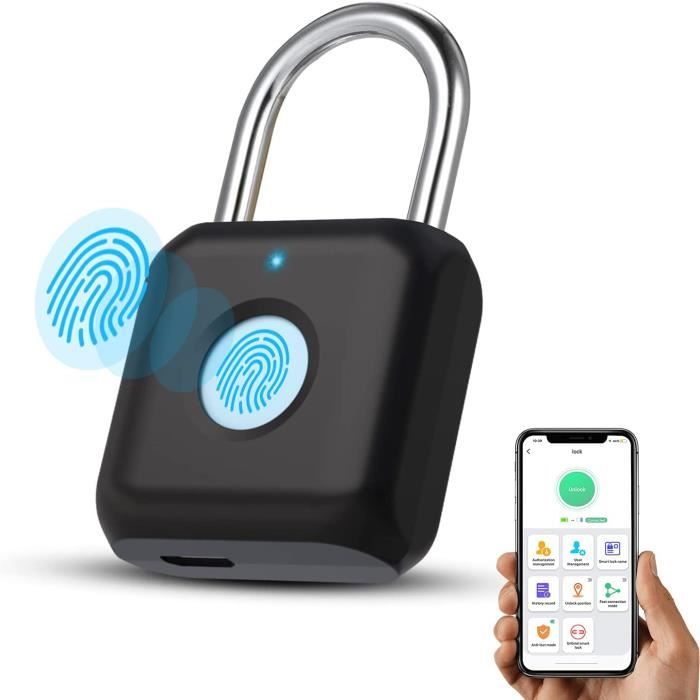 ELinksmart Cadenas à Cordon Empreinte Digitale - Serrure Bluetooth App Téléphone IP67