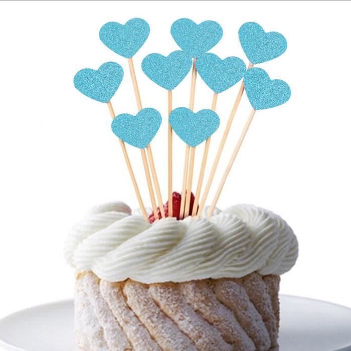 10 Pcs Bleu Coeur Forme Gateau Toppers Gateau Decoration Pour La Ceremonie Anniversaire Celebration De Mariage Cdiscount Au Quotidien