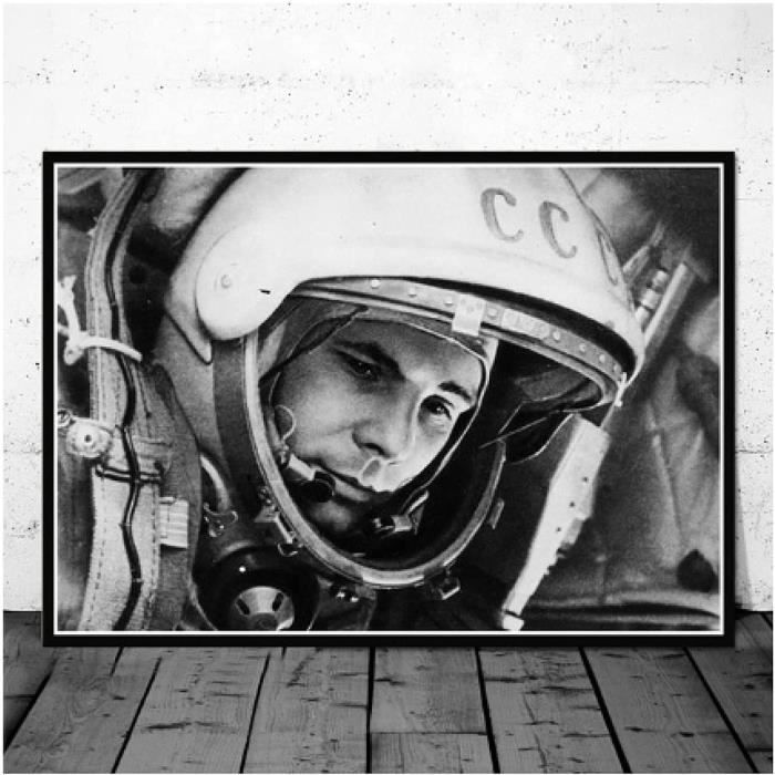 Toile Tableau Décoratif - Youri Gagarine Cosmonaute URSS - Format 50x70 Cm, Neuf