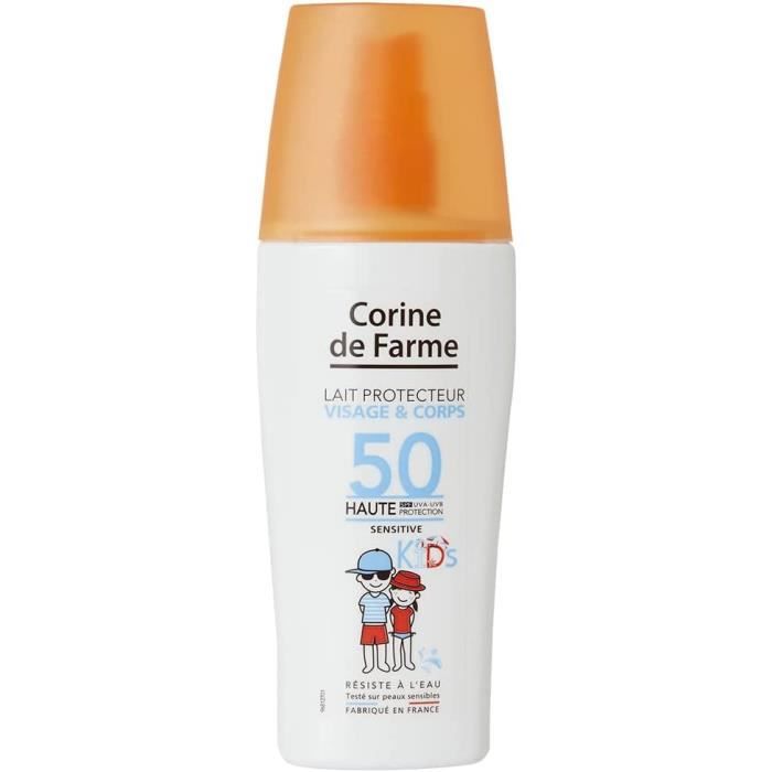 Crème Solaire Pour Le Corps - Corine Farme Lait Protecteur Soleil Spf50 Uva-uvb Soin Visage Enfants Sans Parfum Paraben Résista