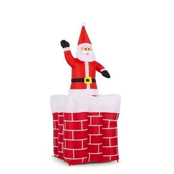 Décoration gonflable de Noël de cheminée du père Noël 180cm LED rouge