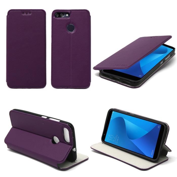 Coque ASUS Zenfone Max Plus M1 - Housse Silicone Motif Cuir Anti-Choc - Noir